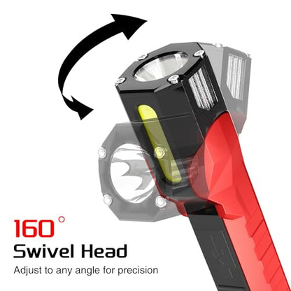 Anhay Rechargeable Work Light, 1200 Lumens LED Work Lights with 160° Swivel Head, Magnetic Base & Hooks, 6 Lighting Modes Magnetic Work Light for Car Repairs, Emergencies (2)