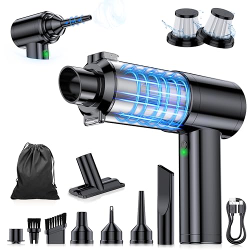 Car Vacuum Portable Cordless, 35000Pa High Power Brushless Motor Handheld Vacuum, 6-in-1 Rechargeable Mini Cleaner with Air Duster for Car, Home, Pet Hair, Keyboard, Graphite Grey