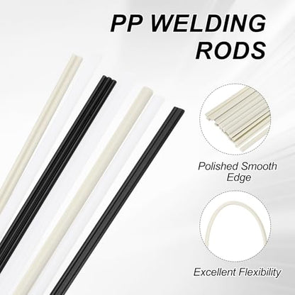 MECCANIXITY 20pcs Plastic Welding Rods, 8 Inch PP Welding Strips 3/16"x1/4" for Plastic Welder Soldering Tool Kit, Car Bumpers, Kayak Repair, Beige