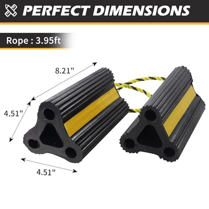 Wheel Chocks for RV Trailer [1pair/2pack with Rope] Camper Trucks and Aircraft, Versatile Heavy Duty Rubber Wheel Chocks Block for with 3 Reflective Strips, Tire Wheel Immobilizers & Chocks - size: 8.21"1pair2pack