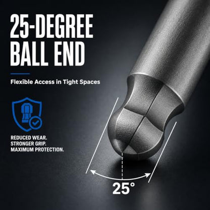 VESTTIO Ball End Hex Allen Wrench Bit Set, 5-Piece, 4-Inch, Magnetic S2 | Industrial S2 alloy steel, 1/4 inch hex shank, magnetic tips, metric size, design for power screwdriver drill impact driver - size: 5 BALL / 4 inch
