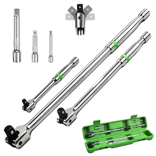 SWANLAKE GARDEN TOOLS 6-Piece Premium Breaker Bar Set, 1/4", 3/8" & 1/2" Drive, Heavy Duty Breaker Bars, 6-inch, 10-inch, 15-inch Length with 180° Rotatable Head - style: 6PCS SET