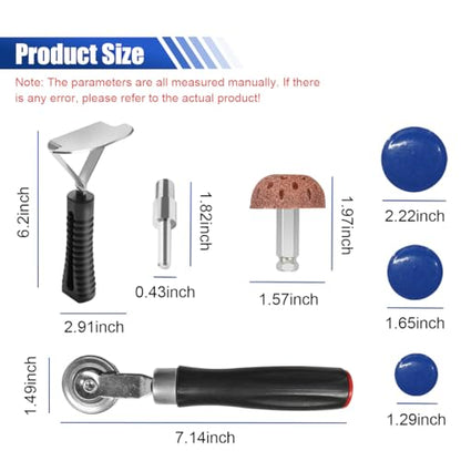 34PCS Tire Repair Patch Tool Kit (32mm/42mm/58mm) | Tire Patch Roller Kit with Repair Buffing Wheel & Inner Liner Scraper, Universal Tire Grinding Tools for Car Bike Motorcycle