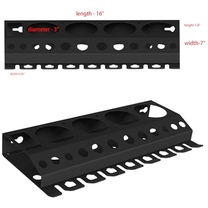 Bottle Storage Rack, 1pc-Black | Detailing Brush Organizer, Spray Bottle Storage Rack, 3/8" Air Tool Holder, For Garage and Workspace
