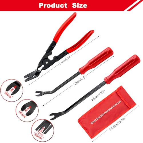 3 Pcs Clip Remover Tool, Clip Pliers Set Fastener Removal Tool , Auto Trim Removal Tool Kit Pry Tool Set Car Door Panel Dashboard Repair Kit