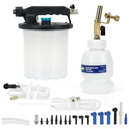 3L Brake Bleeder Vacuum Pump Kit with 1L Refilling Bottle and 18pcs adapters,One Person Pneumatic Brake Fluid Bleeder Kit Suitable for Most Brake Mast Cylinder - size: 3L+adapters