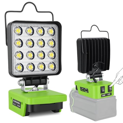 Cordless LED Work Light for Greenworks 40V Battery,Portable Flashlight Jobsite Light Spotlight Tool for Greenworks 40V,Flood Lamp for Repairing/Outdoor Camping/Garages/Emergency(No Battery) - color: Bronze