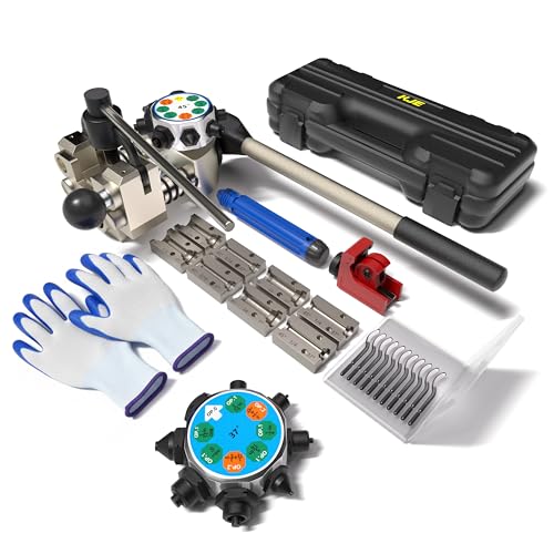 KJE 45 & 37 Degree Brake Line Flaring Tool Kit, Single Bubble Double Brake Flare Tool Kit, Profession Brake Line and Tubing Flaring Tool for 3/16", 1/4", 5/16", 3/8" Tubes - size: 45°&37°