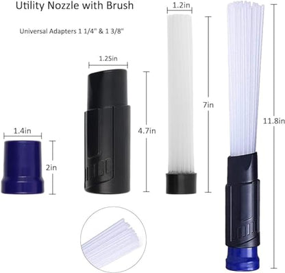 Universal Vacuum Attachments for Shop Vac Accessories with 12 inch Hardwood Floor Brush, 1 1/4" to 2 1/2" Hose Adapter, 1.25" Vacuum Extension Wand, 25 inch Flexible Crevice Tool & Vacuum Hose - size: M 14 Pcs