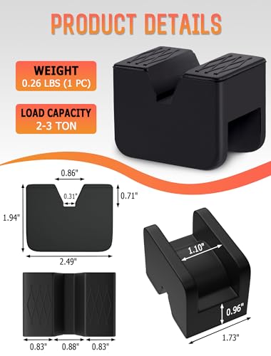 4-Pack Car Jack Stand Pads, Fits 3 Ton Rubber Jack Pad Adapter with Non-Slip Ridges, Universal Rail Pinch welds Protector for Protecting Car Chassis