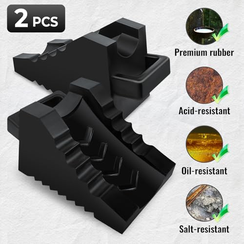 ROBLOCK 2 Pack Rubber Wheelchair Chock Stopper with Handle for Wheelchair Stability Hospital Garden Dinner Room- Black - color: Black