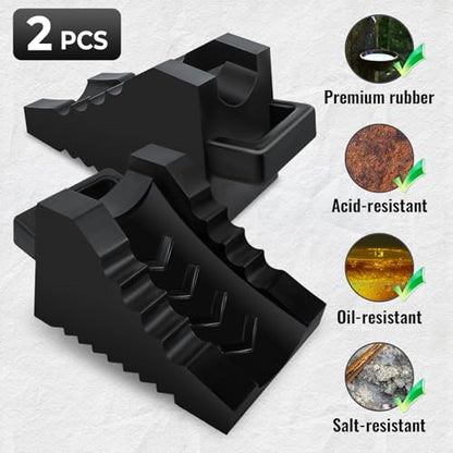 ROBLOCK 2 Pack Rubber Wheelchair Chock Stopper with Handle for Wheelchair Stability Hospital Garden Dinner Room- Black - color: Black