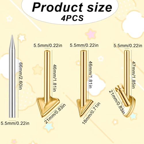 4PCS Copper Plastic Welding Tips Plastic Welder Tips Soldering Iron Tip Soldering Tip for Repair Bumper, Dashboard, Kayak, And More