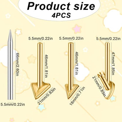4PCS Copper Plastic Welding Tips Plastic Welder Tips Soldering Iron Tip Soldering Tip for Repair Bumper, Dashboard, Kayak, And More