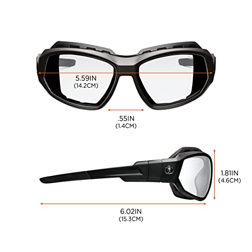 Ergodyne Skullerz Loki Convertible Anti Fog/Scratch Safety Spoggles Glasses-Includes Gasket and Strap to Convert to Goggle - color: Clear Lens