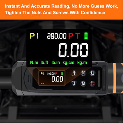 Uharbour Digital Torque Wrench Set, 1/2"&3/8" Torque Wrench Digital with Dual Direction Ratchet, 3.8-250.8 Ft.lb & 0.66-44.29Ft.lbs Range, ±1% Accuracy with Vibration, Buzzer and LED Alert