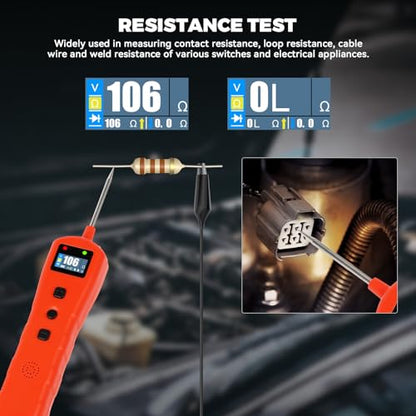 Automotive Power Circuit Probe Tester DC 9-30V Test Light，Electrical Circuit Tester with LED Light & LCD Display, Detects Voltage/Resistance/Diode，Car Short Finder Tool