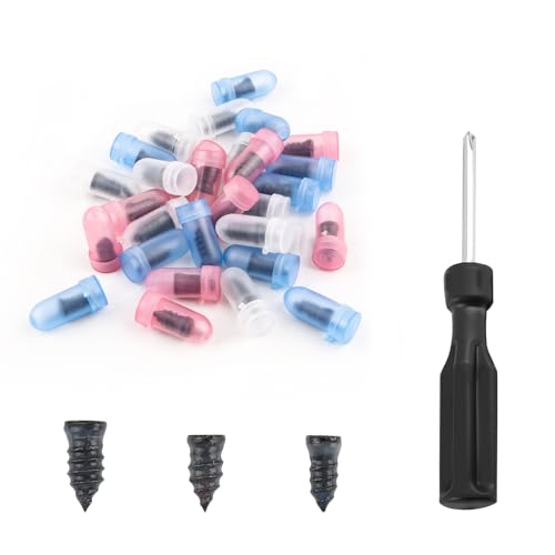 Pack of 30 Tire Repair Kit with Plugs,Self-Service Tire Repair Plugs with Screwdriver for Tire Puncture Repair,3 Size Screw in Tire Plugs Flat Tire Repair Kit for Most Cars (30PCS) - color: 3 Size/30PCS