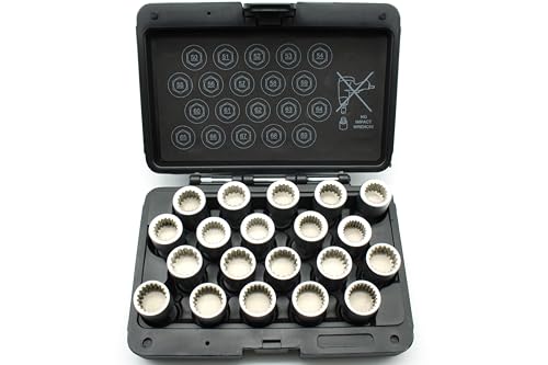 TEMO 20pc Anti-Theft Wheel Lug Nut Removal Socket Key for Porsche - size: 20pc Set