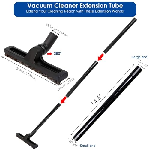Alrens 14PCS Universal Vacuum Attachments for Shop Vac with Extension Wand | Versatile Vacuum Accessories, Crevice Tool and Adapters for Home, Car Cleaning & Workshop, Easily Clean Hard-to-Reach Areas - style: 14PCS