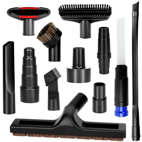 12pcs Universal Vacuum Attachments Professional Shop Vac Accessories Wet Dry Vacuum Attachments fit 2 1/2", 1 1/4", 1 7/8" with Hose Adapter Brush Extension Wand Flexible Crevice - size: 12pcs