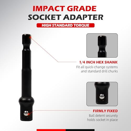 3/8" Drive Universal Impact Socket Set, 20 Piece Swivel Socket Set, Universal Joint Socket 6-Point, Metric, 8-24mm, Cr-Mo,with Extension Bars, Socket Adapter, Drill Bit Adapter