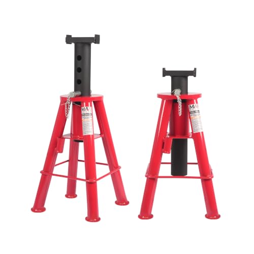 Maxority 10 Ton (20,000 lbs) Capacity Heavy-Duty Medium Profile Pin Type Adjustable Jack Stand for Trucks & Equipment, 1 Pair - size: 1 PAIR 10 TON MEDIUM