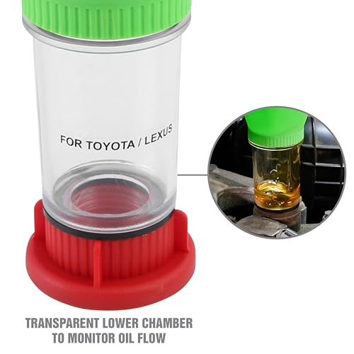 OEMTOOLS 87024 Oil Funnel for Toyota, Lexus, VW, and Mercedes Vehicles | No-Spill Design – Funnel Screws Directly into Filler Neck | Save Time on Your Next Oil Change |Hard-to-Miss Green Color - size: Toyota, Lexus, VW and Mercedes