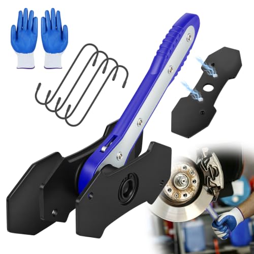 Brake Caliper Compression Tool, 360° Ratcheting Brake Pad Spreader (Blue) | with 2 Strong Magnetic Plates & 4 caliper hangers, Fit for Front disc brake caliper of Cars, Trucks, and SUVs - color: Blue