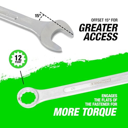 OEMTOOLS Jumbo Combination Wrench Set, 8-Piece Metric, 21-32mm, Heavy-Duty Automotive, Roll-Up Storage Bag - style: 8 piece metric (21-32 millimeter)