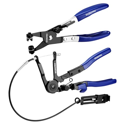 WORKPRO 2-Piece Hose Clamp Pliers Set, 27" Flexible Hose Clamp Plier & Flat Band Hose Pliers Removal Tool for Car Coolant Hose, Water Pipe - style: 2-Piece