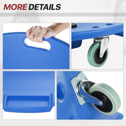 Mechanic Creeper 47 Inch, Low Profile Under Car Rolling Creeper with Padded Headrest and Tool Trays, 300 LBS Capacity, Ergonomic Body Design, Blue