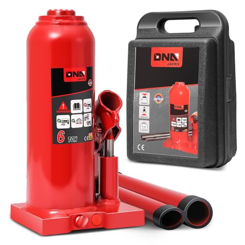 DNA Motoring 6 Tons / 12000 lbs Lifting Automotive Welded Hydraulic Bottle Jack for Car SUV Pickup Truck, Auto Repair, with Manual Handle & Carrying Storage Case, Red - color: red, style: 6 ton