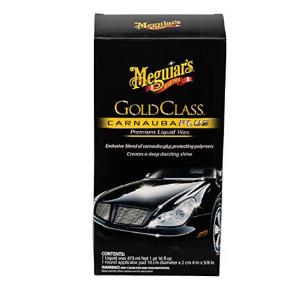 Meguiar's Gold Class Carnauba Plus Premium Liquid Wax Kit, Car Detailing Kit with a Pure Carnauba Wax Blend & Foam Applicator Pad for Keeping Glossy Paint Protected Like a Pro,16 Oz Bottle (Pack of 2) - size: 16 Fl Oz (Pack of 2)