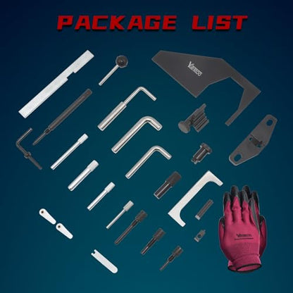 Camshaft Alignment Timing Tool, 25pcs Engine Camshaft Alignment Timing Tool | Compatible with Ford Mazda 1.4 1.6 1.7 1.8 2.0 2.3 L, Camshaft Holding Crankshaft Alignment Tool with Case & Gloves - size: 25PCS
