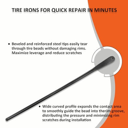 YATOINTO 2PCS 30" Tire Bars for Semi Tires, Tire Mount and Demount Iron, Tire Spoons for Changing Tires, Tire Removal Tool for Tubeless Tires – Heavy Duty 30in x 3/4in, Black - size: 30IN