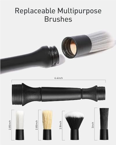 Fantasticlean 9PCS Car Detailing Brush Set, Interior Leather Cleaning | Car Interior Brush Kit, Horse Hair Leather Brush for Car Detailing, Scratch-Free Leather Cleaner Applicator, Cleaning Cloth - size: IT-ACS03-NT