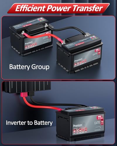EXTRACTME Power Battery Cable, 6 AWG 12 Inch Flexible Silicone Jumper Cables with Terminals, Tinned Copper Battery Inverter Cables for Automotive, Marine, Car, Solar, ATV - Red Black