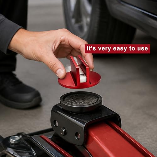 Universal Magnetic Jack Pad, 0.39" Width Slotted Jack Puck Pinch Weld Frame Rail Adapter Pad, Heavy Duty Aluminum Grooved Jacks Lift Pads Automotive Repair Accessories (Red) - color: Red