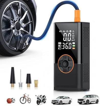 Tire Inflator Portable Air Compressor, 150 PSI Air Compressor with Digital Pressure Gauge, 3X Faster Portable Air Pump for Car, Motorcycle, Bicycle, Ball and More(Black)