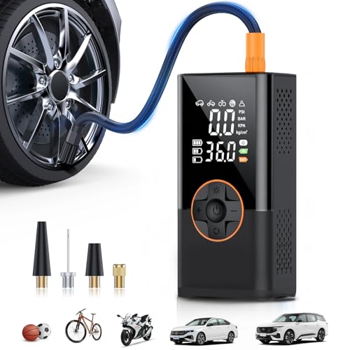 Tire Inflator Portable Air Compressor, 150 PSI Air Compressor with Digital Pressure Gauge, 3X Faster Portable Air Pump for Car, Motorcycle, Bicycle, Ball and More(Black)