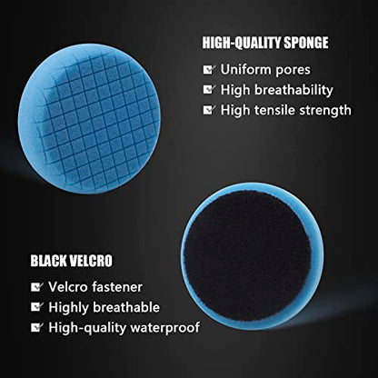 SPTA Drill Polishing Pads Kit, 20pcs 3inch (80mm) Car Foam Polishing Buffing Pads, Wool Pads, Multifunctional Cleaning Brush, Backing Plate for Car Polisher Polishing,Buffing and Cutting