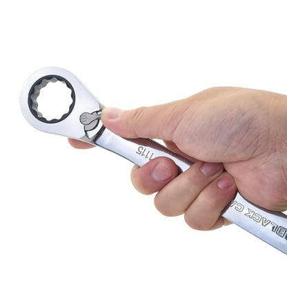 BLACK CANYON 1 Inch Ratchet Combination Wrench, 12-Point Box End & Hex Opening, Polished Steel Ratcheting Wrench with SAE & Metric Sizes - size: 1 Inch, style: Inch
