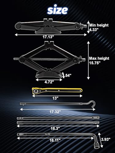 Spare Tire Jack Kit fit 2004-2019 F150 | For 2.5 Ton Spare Tire Tool Kit Includes Spare Tire Jack Handle and Spare Tire Lug Wrench - size: 2004-2014 F150