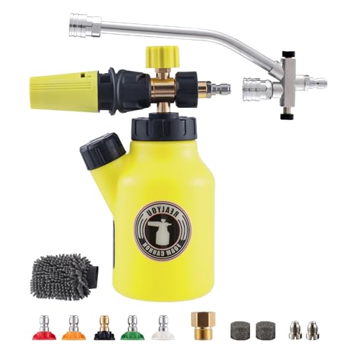 REALYOU Foam Cannon with Foam Cannon Dual-Connector, Pressure Washer Accessory for Car Washing and Cleaning, 5 Pressure Washer Sprayer Nozzles, 1/4" Quick Connect - color: Foam Cannon Dual Connector Accessory