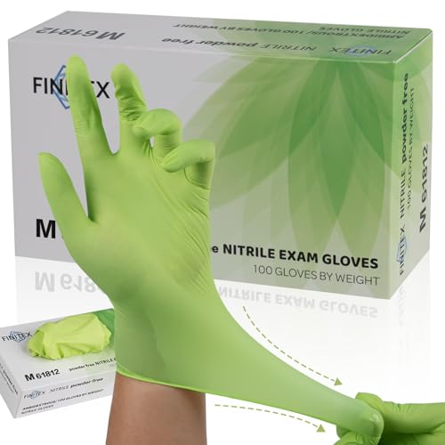 FINITEX Nitrile Disposable Gloves - Green 3.5mil 100/1000PCS Powder-Free Latex-Free Medical & Food Use - color: Green (Medium 1000)