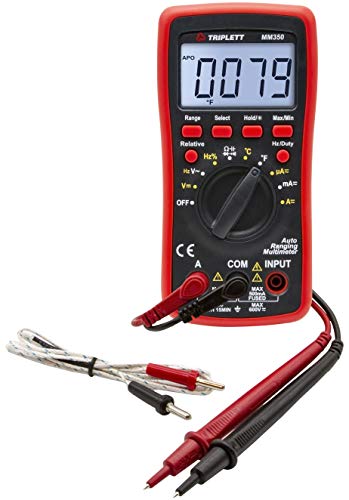 Triplett MM350 True RMS 4000 Count Manual Ranging Digital Multimeter - AC/DC Voltage, AC/DC Current, Resistance, Temperature, Diode, Continuity - size: MM350, style: Standard