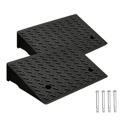 Rubber Curb Ramp,2 Pack,4.3" H,Suitable for Cars, wheelchairs | 11023lbs,with fixing bolts, Smooth transition fits vehicles & wheelchairs, lawn mowers,for driveways and sidewalks,shed. - size: 4.3" H