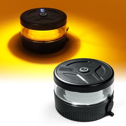 Wireless Beacon Light Magnetic, USB-C Rechargeable Strobe Lights for Trucks, Mini Portable LED Emergency Flashing Light for Postal Car Plow Tractor UTV Golf Cart Warning Safety IP67 Waterproof, Amber