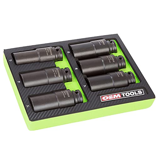 OEMTOOLS 25276 6 Piece Harmonic Balancer Puller Socket Set, Crankshaft Bolt Removal Tool Heavy Duty Impact Sockets, Harmonic Balancer Socket 17mm -27 mm, Chrome Moly Steel, 1/2" Drive - style: 6 Pack